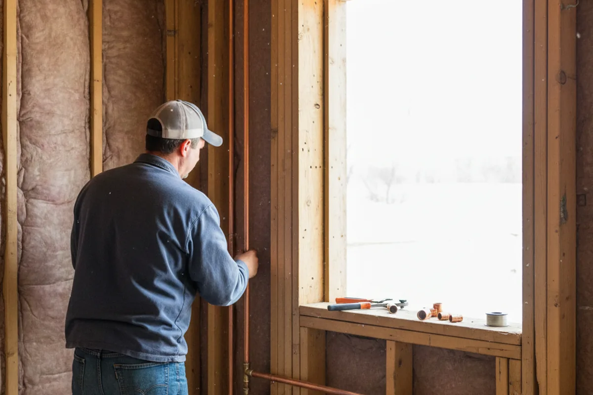 Licensed plumber running new copper supply lines in a Nappanee home