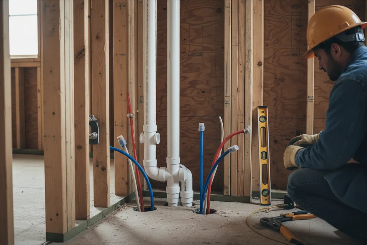 Drain and supply rough-in during Leak Detection in Nappanee