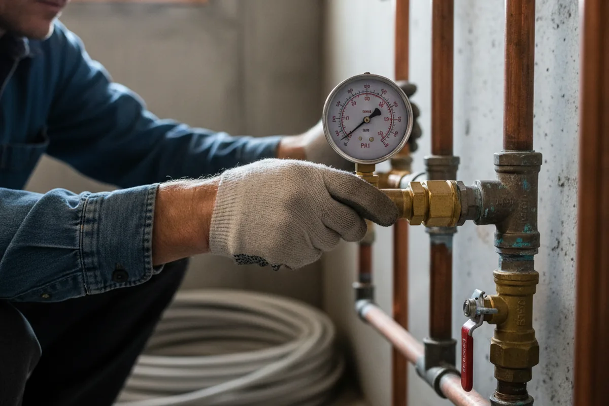 Pressure testing a repaired line during Water Line Repair in Nappanee